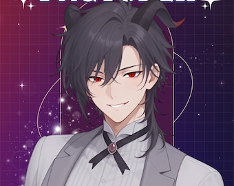 Devil Man PNGTuber | Demon Boy VTuber Model for Veadotube, Discord | Anime Male PNG Avatar for Stream | 5 Emotions | Instant Download