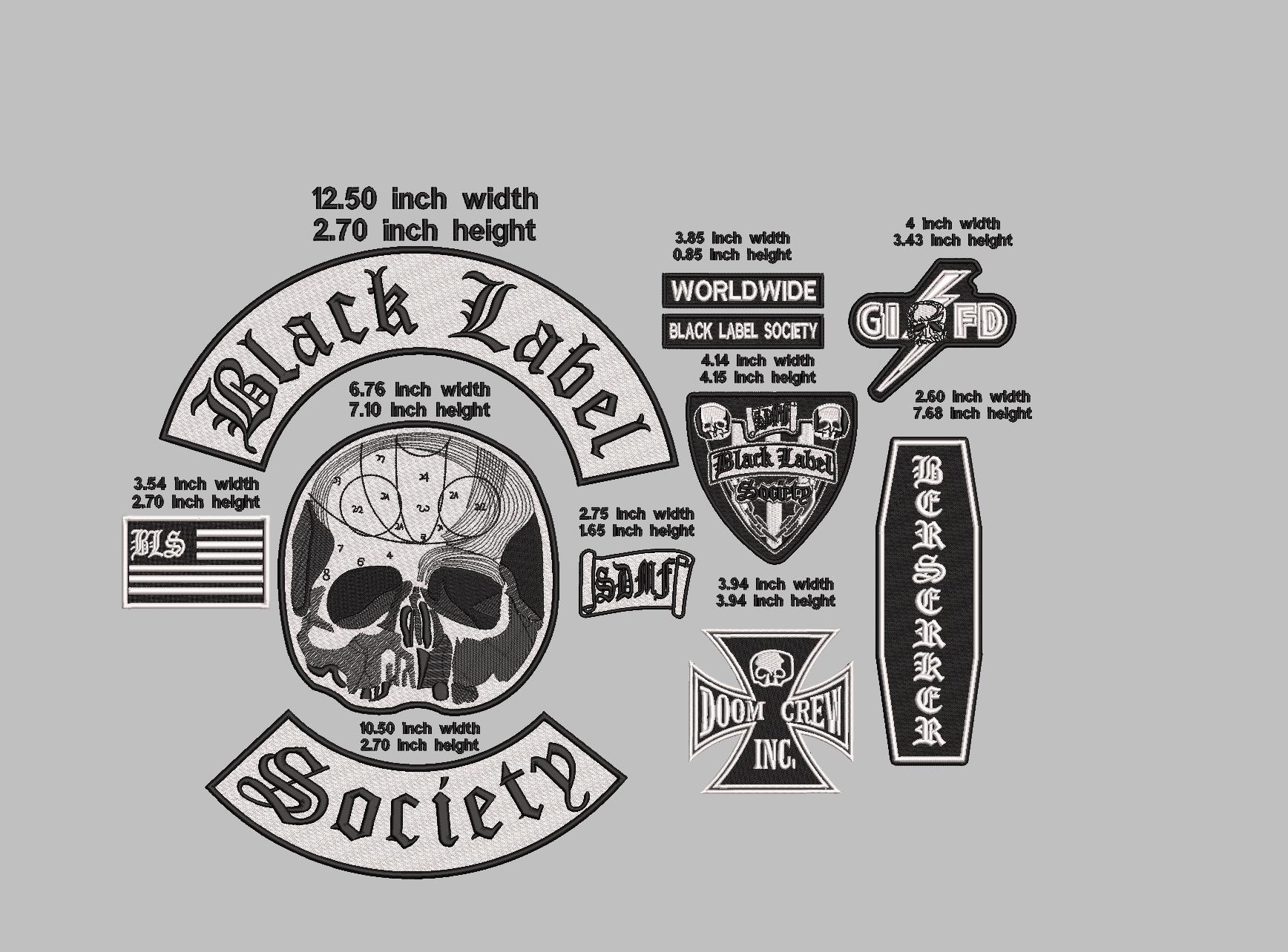 Black Label Society 11 Patches Set – Large Embroidered Patch