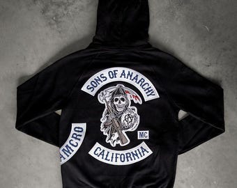 Sweat à Capuche Bleu Marine Samcro Sons Of Anarchy Pour Homme - France