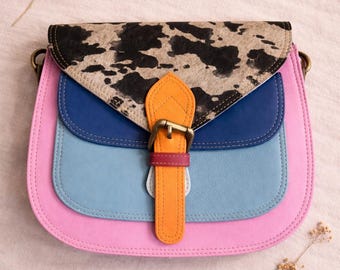 Bolso bandolera/de hombro de piel artesanal: sostenible y único / Moda ética / Correa ajustable