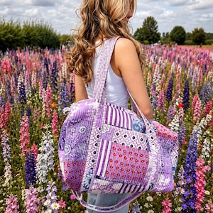 Bolsa de viaje de patchwork hecha a mano: bolsa de viaje colorida para el fin de semana