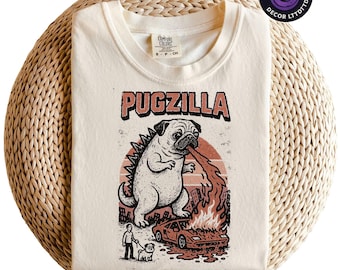 Funny Pugzilla T-Shirt – Vintage Monster Dog Tee for Pug Lovers