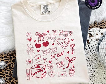 Valentine's Day Shirt Women, XOXO Crew Shirt, Galentine's Day Matching Tees, Comfort Color