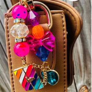Colorful Beaded Bag Charm I Handmade Purse Charm Keychain I Luxury Statement Accessory I Gift for Her