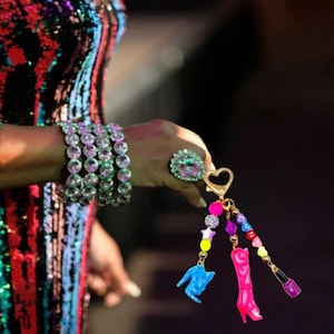 Colorful CVNTY Beaded Bag Charm I Handmade Purse Charm Keychain I Luxury Statement Accessory I Gift for Her
