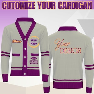 Custom Handmade Cardigan with Logo & Name – Personalized Varsity Sweater for Graduation School Uniform University Streetwear Made to order
