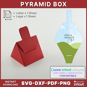 Pyramid Box, Teplate, Paper Bag, Gift Box, File Bag Svg, Canva Box Template, Party Favor Box svg, pdf, png, jpg, ai, silhouette, cricut