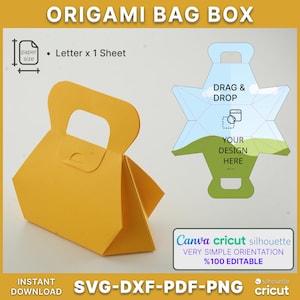 Origami Bag Box Teplate, Paper Bag, Gift Box, File Bag Svg, Canva Box Template, Party Favor Box svg, pdf, png, jpg, ai, silhouette, cricut