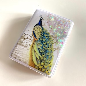 Glitter Compact Mirror: Peacock Design Travel Makeup Gift