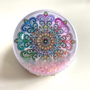 Glitter Compact Mirror: Mandala Design Travel Makeup Gift