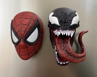 Spider-Man & Venom - Magnetiska figurhuvuden | 3D-utskrivna - Handmålade samlarobjekt