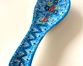 Handmade Ceramic Spoon Rest: Turkish Tile Kitchen Decor