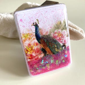 Glitter Compact Mirror: Peacock Design Travel Makeup Gift