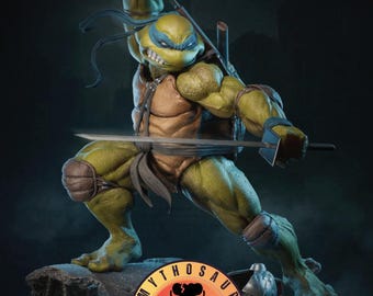 Mutant Turtle Warrior Statue - Katana Master Hero 3D Printed Figure - Green Leader Ninja Collectible