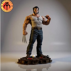 Logan - Wolverine | Cowboy Bar Outfit 3D-tryckt och handmålad staty-figur | X-Men Marvel | Biljardhallskämpe
