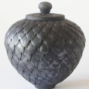 Raku Impressed Pattern Covered Jar