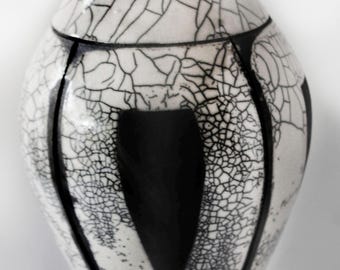 Raku white and black vase