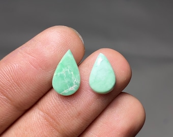 Natural American Variscite Cabochon, 2 Pieces Green Gemstone For Jewelry Making. (13x8x2 / 11x7x3mm) 4 Carats Both