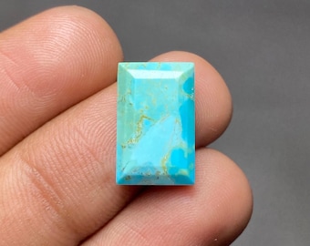 Kingman Mohave Turquoise Faceted, Baguette Shape Mohave Gemstone, 16x10x3mm / 6 Carats