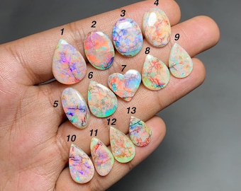 Cabochon di opale sterling, mosaico di opale creato in laboratorio, gemma sfusa per la creazione di gioielli, CAB