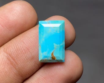 Kingman Mohave Turquoise Faceted, Baguette Shape Mohave Gemstone, 16x10x3mm / 6 Carats
