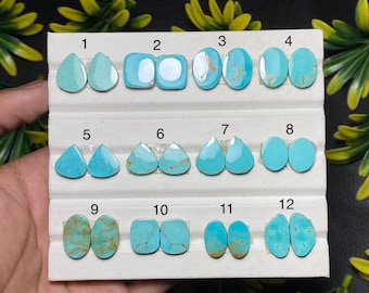 Cabochon di turchese naturale dell'Arizona, coppia di pietre preziose sciolte per orecchini