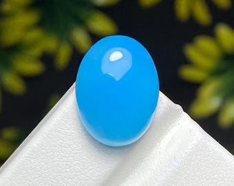Cabujón de calcedonia azul natural, piedra preciosa de aspecto natural, piedra preciosa suelta para joyería, 8 cts, 16 x 12 x 6 mm, código (Cab60)