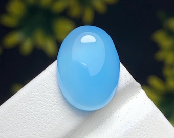 Cabujón de calcedonia azul natural, piedra preciosa de aspecto natural, piedra preciosa suelta para joyería, 9 cts, 16 x 12 x 6 mm, código (Cab60)