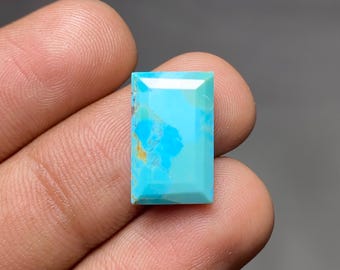 Kingman Mohave Turquoise Faceted, Baguette Shape Mohave Gemstone, 16x10x3mm / 6 Carats