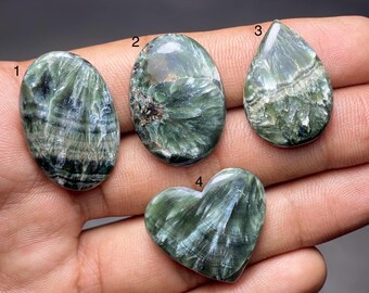 Natural Seraphinite Cabochon, Green Gemstone, Loose Stone For Jewelry Making.