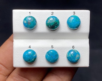 Cabochon di crisocolla naturale, gemma blu rotonda e sfusa per la creazione di gioielli