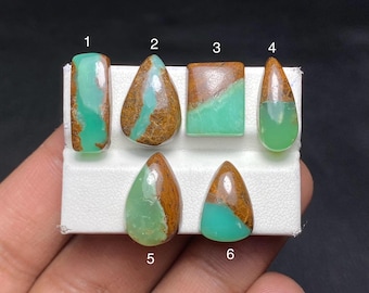 Cabochon di crisoprasio naturale, pietra preziosa verde sfusa per la creazione di gioielli (Lotto 1)