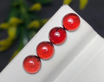Cabochon met natuurlijke Mozambikaanse granaat, 4 stuks – 6 mm | 6,60 CTS rode edelstenen, rode granaat sieradenset voor het maken van sieraden