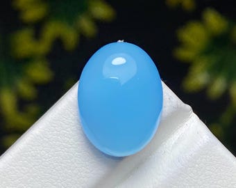Cabujón de calcedonia azul natural, piedra preciosa de aspecto natural, piedra preciosa suelta para joyería, 9 cts, 16 x 12 x 6 mm, código (Cab60)