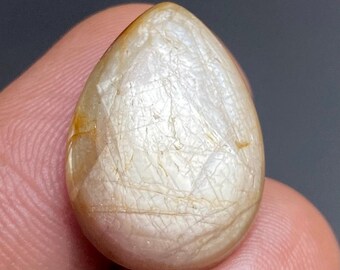Natürlicher gelber Saphir Cabochon mit Blitz Edelstein, gelber Saphir für die Schmuckherstellung, Saphir Cabochon, CT18, 20 * 15 * 5 mm, 8152