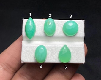 Cabochon di crisoprasio verde naturale, gemma verde sfusa per la creazione di gioielli (lotto 2)