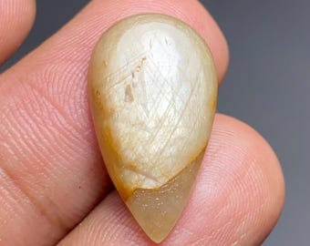 Natürlicher gelber Saphir Cabochon mit Blitz Edelstein, gelber Saphir für die Schmuckherstellung, Saphir Cabochon, CT15, 23 * 13 * 4 mm, 8152