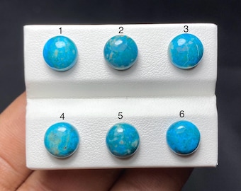 Cabochon di crisocolla naturale, gemma blu rotonda e sfusa per la creazione di gioielli