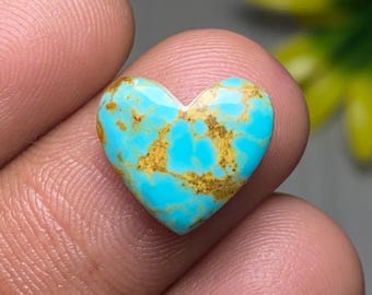 Kingman Mohave Turquoise Cabochon, Heart Shape Mohave Turquoise Gemstone, 4 CTS | 13x12x3mm