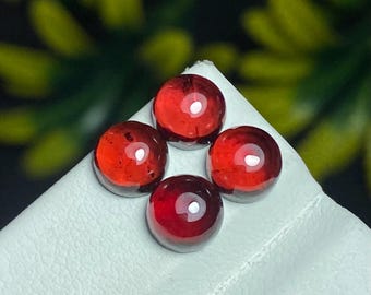 Cabochon met natuurlijke Mozambikaanse granaat, 4 stuks – 6 mm | 6,60 CTS rode edelstenen, rode granaat sieradenset voor het maken van sieraden