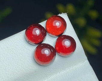 Cabochon met natuurlijke Mozambikaanse granaat, 4 stuks – 6 mm | 6,60 CTS rode edelstenen, rode granaat sieradenset voor het maken van sieraden
