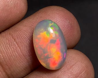 Topkwaliteit Ethiopische opaalcabochon, natuurlijke Welo-opaal met levendig vuur, losse opaal voor het maken van fijne sieraden, 6 kt, 15 * 9 * 7 mm, 8363