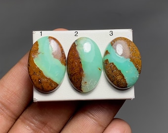 Cabochon di crisoprasio naturale, pietra preziosa verde sfusa per la creazione di gioielli (lotto da 4)