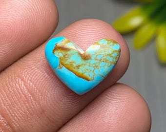 Kingman Mohave Turquoise Cabochon, Heart Shape Mohave Turquoise Gemstone, 4 CTS | 14x11x4mm