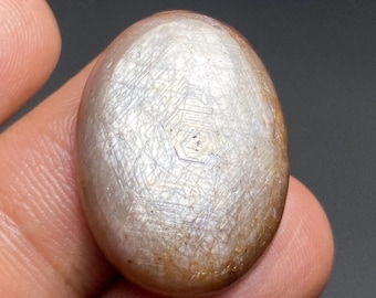 Natürlicher gelber Saphir Cabochon mit Flash Edelstein, gelber Saphir für die Schmuckherstellung, Saphir Cabochon, CT32, 25 * 19 * 5 mm, 8152
