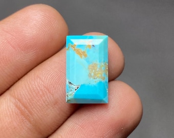 Kingman Mohave Turquoise Faceted, Baguette Shape Mohave Gemstone, 16x10x3mm / 6 Carats