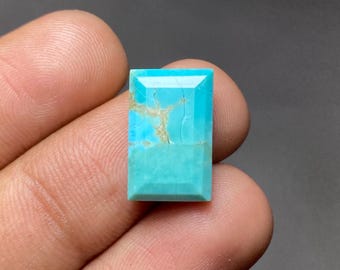 Kingman Mohave Turquoise Faceted, Baguette Shape Mohave Gemstone, 16x10x3mm / 6 Carats