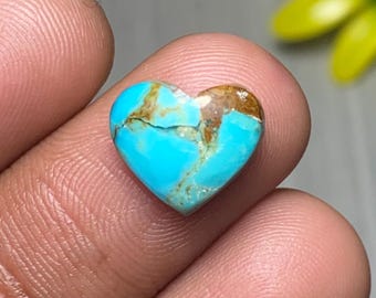 Kingman Mohave Turquoise Cabochon, Heart Shape Mohave Turquoise Gemstone, 3 CTS | 12x10x4mm