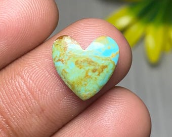 Kingman Mohave Turquoise Cabochon, Heart Shape Mohave Turquoise Gemstone, 3 CTS | 12x3mm