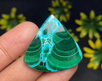 High Grade Valvet Chrysocolla Malachite Cabochon | Natural Chrysocolla Malachite Gemstone For Jewelry Making | 58cts, 35x36x4mm, Cab056